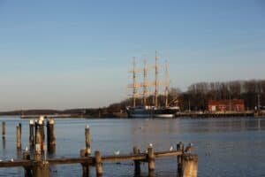 four master, lake, water, nature, ship, travemünde